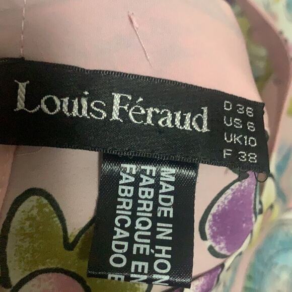 LOUIS FERAUD FLORAL SHORT SLEEVE BUTTON DOWN BACK BLOUSE SIZE 6 - Picture 5 of 6